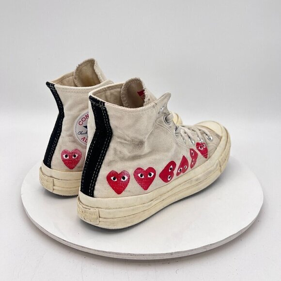 Converse Comme des Garçons Play x Chuck 70 Hi Women Size 8 White Red Shoes - Picture 5 of 14